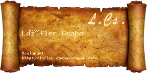 Löfler Csaba névjegykártya